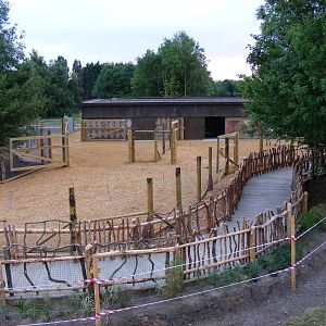 View of animal housing from Wanyama Reserve lookout tower at Chessington Zo
