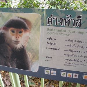 Red shanked Douc Langur signage