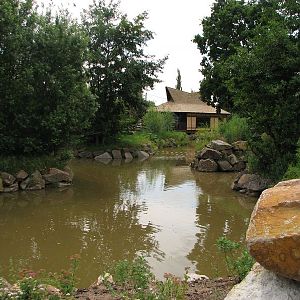 Water ditch between monkry islands left and rhino paddock right
