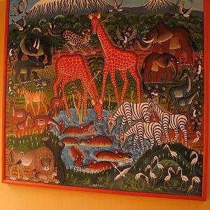Painting by an African artist in the giraffe house