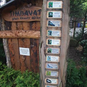 African Aviary labels at Jihlava, 30/05/10