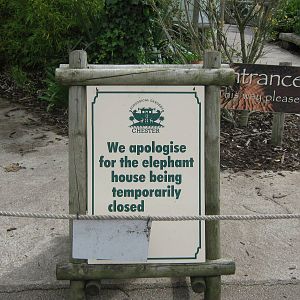 Sign outside elephant house.