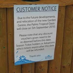 Sign at main entrance explaining closure