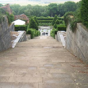 View down to part of the gardens