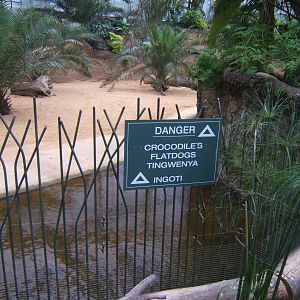 View of sign for Crocodiles in the Hippodom