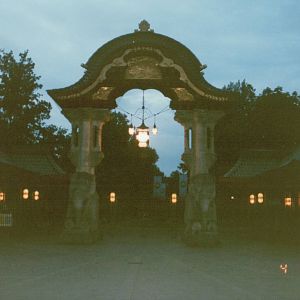 Berlin Zoo 1995 - The Elephant Gate in the evening