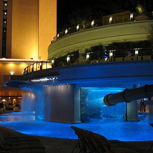 The Tank at Golden Nugget Hotel Casino in Las Vegas - Pool Overview at Nigh