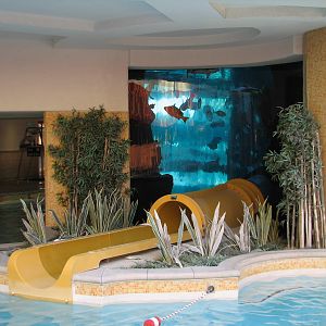 The Tank at Golden Nugget Hotel Casino in Las Vegas - Waterslide exit from