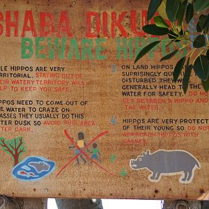 Kubu River Hippos Sign