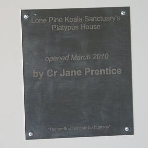 Platypus House dedication plaque