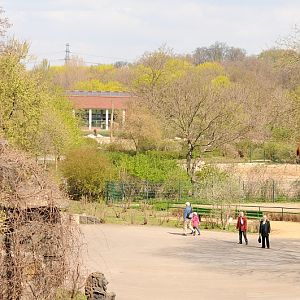 View to the giraffe house from above the Brehm house