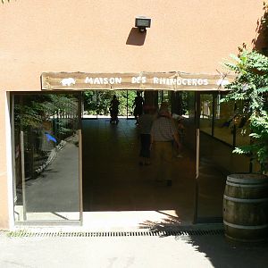 Southern white rhinos exhibit - rhinos house entrance