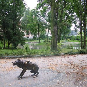 Lemur island and sculpture at the Old Zoo, Poznan Sept 08