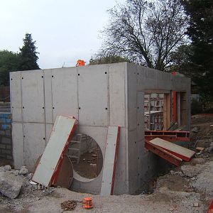 View of construction of Giant Otter House