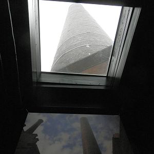 The stacks are still present from the old building.