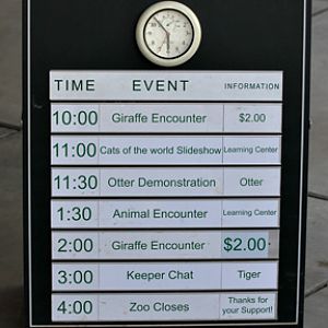 Sign listing daily activities