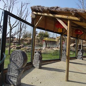 One of the two giant pandas exhibit