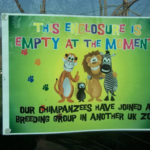 Sign on former Chimpanzee exhibit 30th March 2012