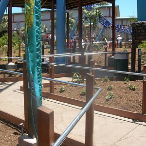 walkway path up to entace of manta rollercoaster