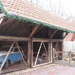 Chicken exhibit with stall..