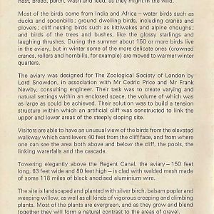 Scans of a leaflet about the Snowdon Aviary
