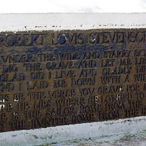 Inscription on the side of Stevenson's tomb