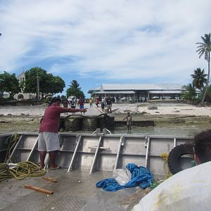 Barge heading in to Nukunonu