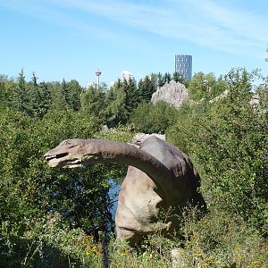 Prehistoric Park - Apatosaurus + Calgary Tower (in background)