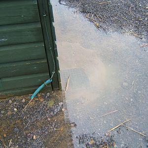Standing water by a blocked drain