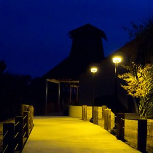 new aquarium building at night