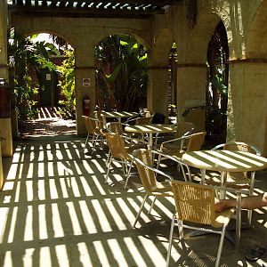 Shaded rest area for visitors