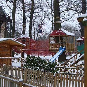 Mini rope park on the area zoo
