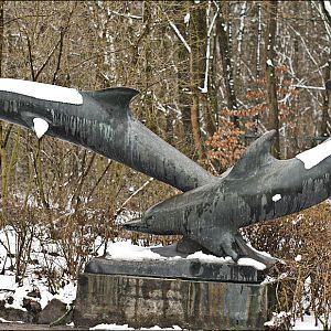 Dolphin statue in front of the former dolphinarium at Münster