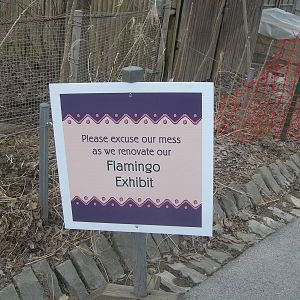 flamingo exhibit renovation sign