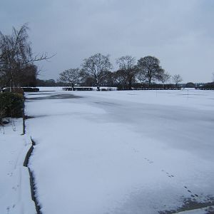 View of car park in snow