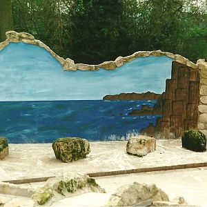 Decorated wall of Penguin exhibit 29th April 2000