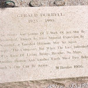 Memorial to Gerald Durrell, April 2013