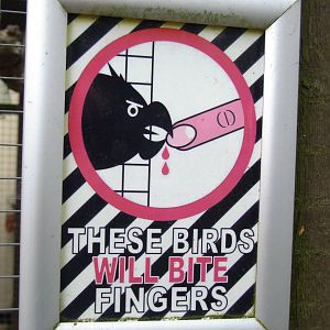 Warning Signage at Tropical Birdland, 18/05/13