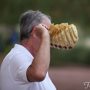 docent with elephant tooth