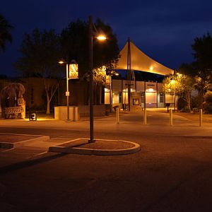 zoo entrance at dusk