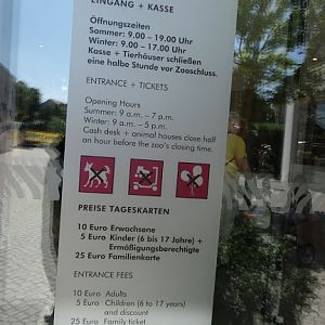 Opening times and the price list