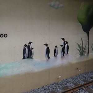 Graphicses in the station queues U-bahn by the Zoo