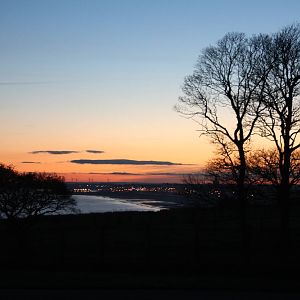 Sewerby Hall and Gardens, sunset over the clifftop paddocks, 10th November