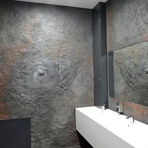 Motive on walls in new toilets