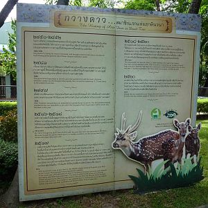 Sign - History of axis deer at Dusit Zoo, July 2013.