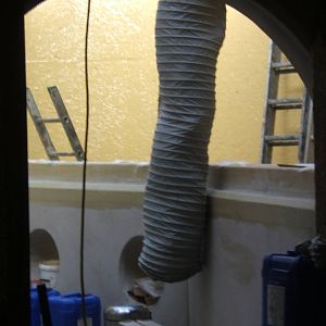 View of the work on the walk through tank