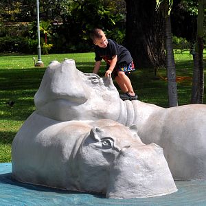 Boy on Hippo Statue