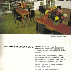 Souvenir shop and cafe page from guidebook