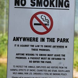 No Smoking sign, South Lakes 6th June 2014