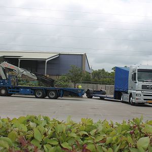 Vehicles involved in elephant move, Chester Zoo 24 June 2014
